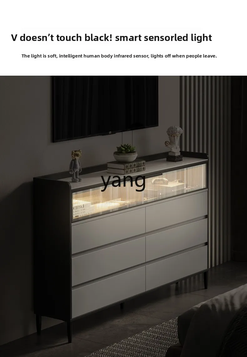 Lmm simple modern bedside light luxury rock slab ultra-thin eight-chest cabinet storage