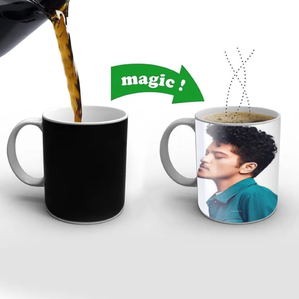 

Singer B-Bruno Mars Anime Friends Birthday Gifts Color Changing Magic Ceramic Creative Coffee Mugs Tea Cups