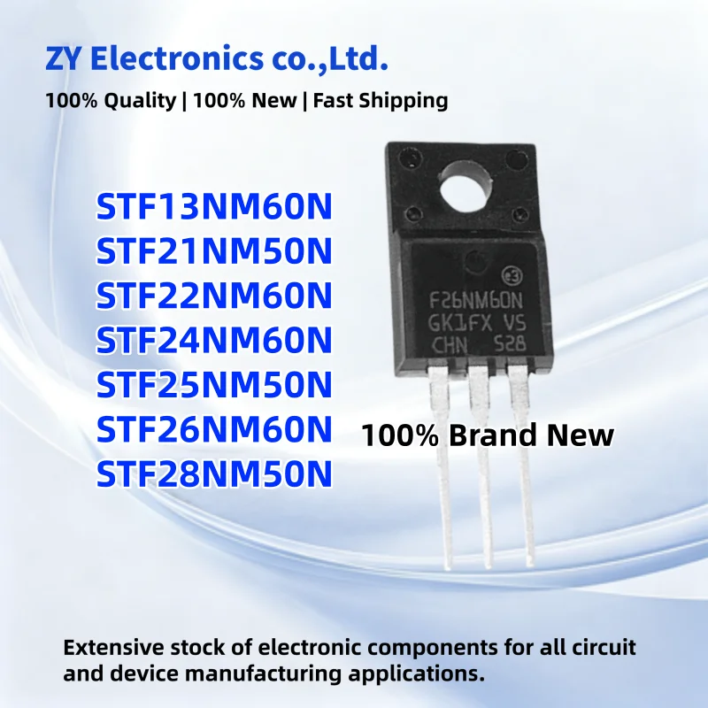 10PCS New STF13NM60N STF21NM50N STF22NM60N STF24NM60N STF25NM50N STF26NM60N STF28NM50N TO-220F Power Transistor