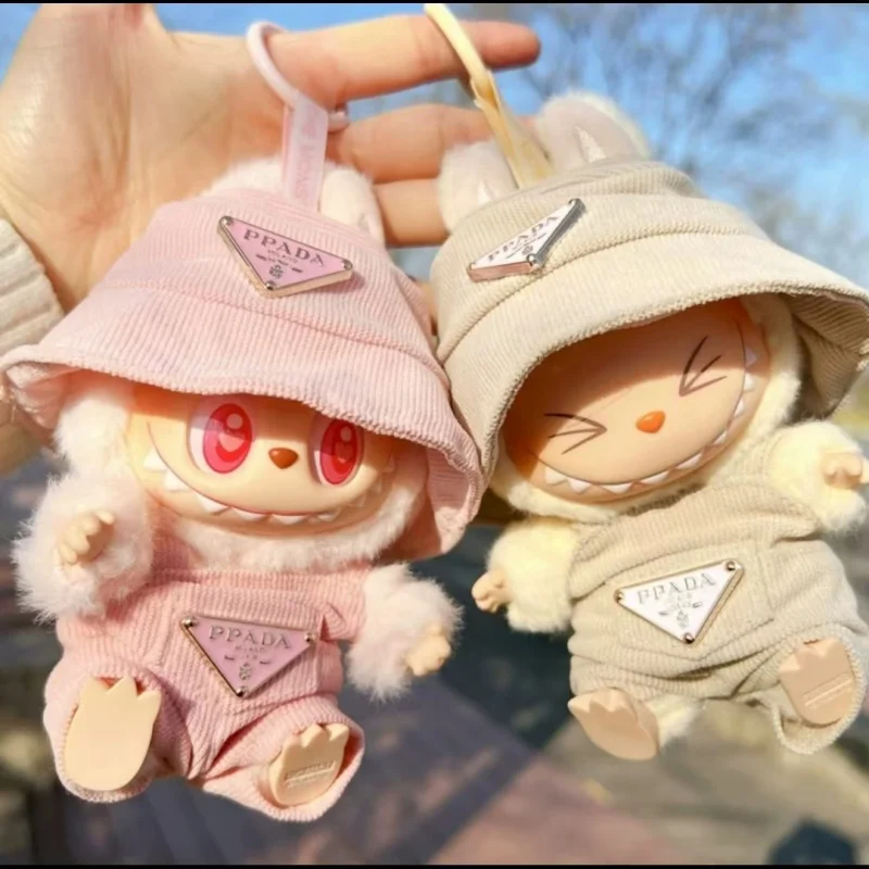 Para 15 17cm mini boneca de pelúcia roupas diy labubu ídolo boneca sentado festa calças trabalho roupas luxo festa jogo presentes acessórios