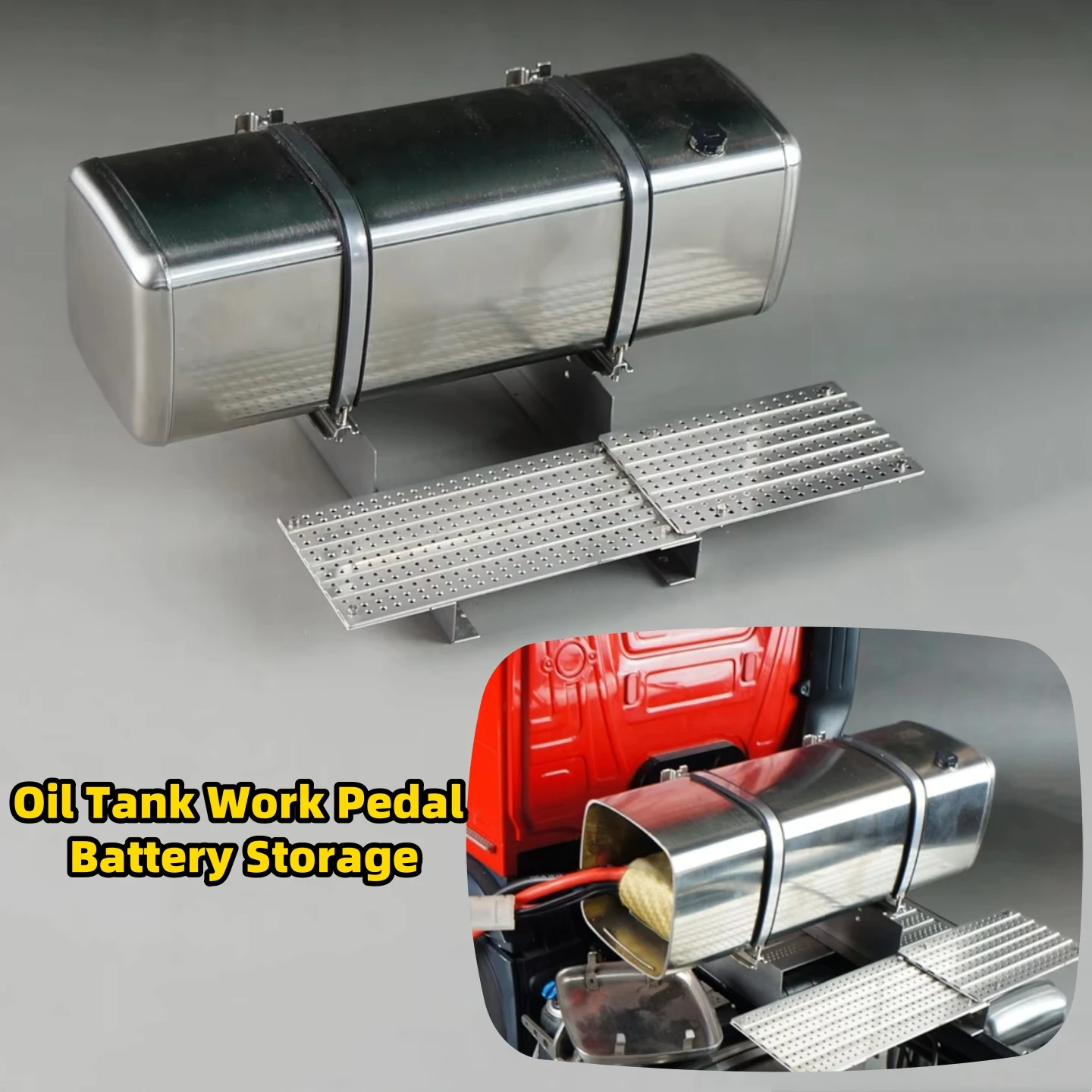 

Обновленный масляный бак, рабочая педаль, платформа для хранения аккумуляторов для 1/14 Tamiya RC Scania 770S MAN Benz VOLVOO RC Trailer Tractor