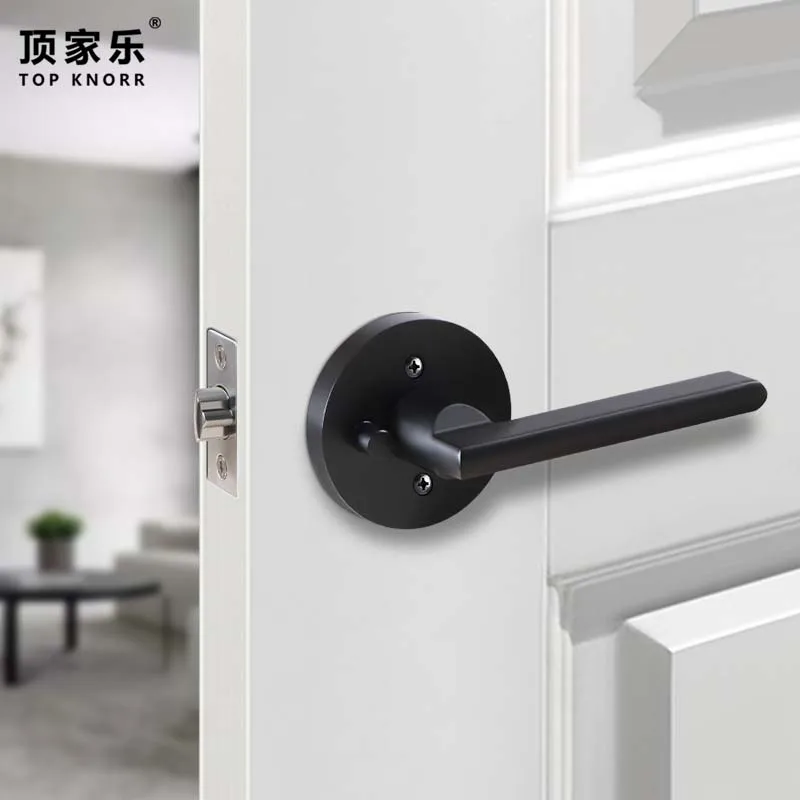 6 Pack Modern Bathroom Door Handle Privacy Black Knob Interior Lockable Zinc Alloy Solid Keyless Door Lock Round Handle Lock