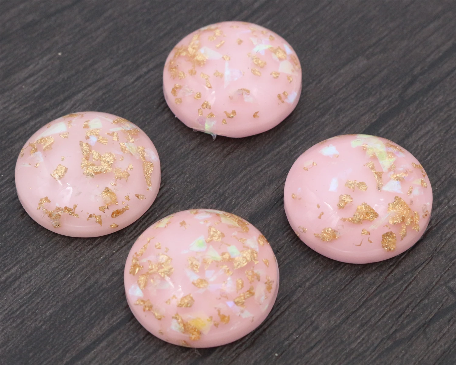 20mm 10pcs/Lot New Fashion Pink Color Built-in metal foil Flat back Resin Cabochons Cameo-V6-09