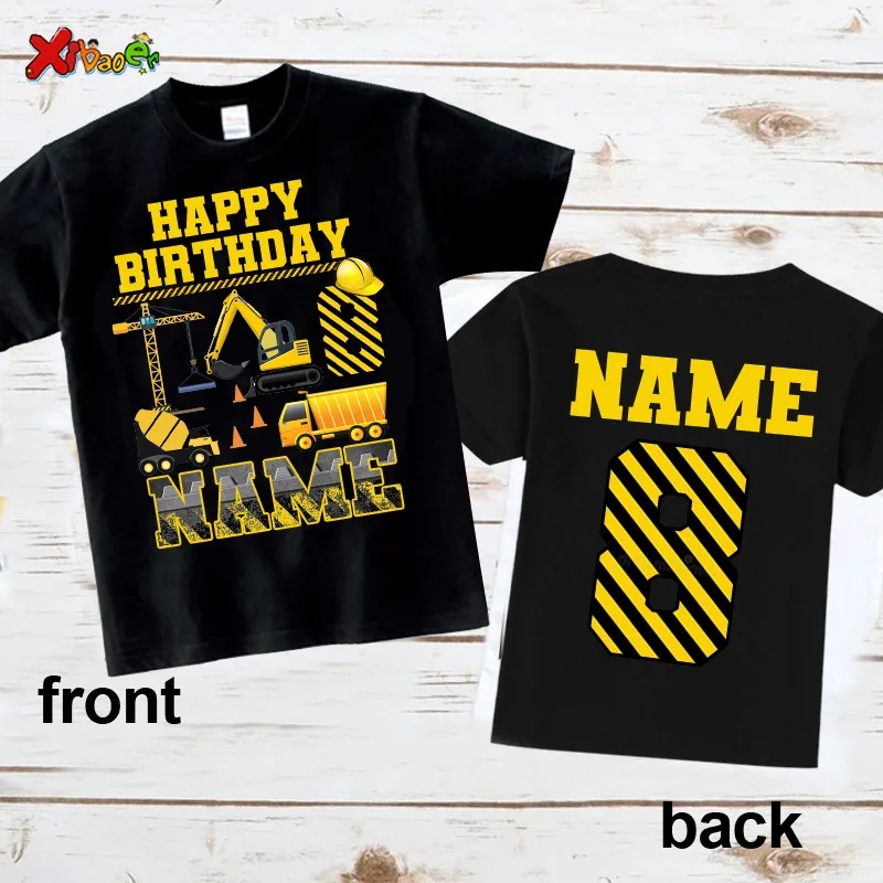 Construction Birthday Party T Shirt Personalized Toddler Boys Shirt Kids Dump Truck Birthday Shirt Custom Name Baby Tops Outfits