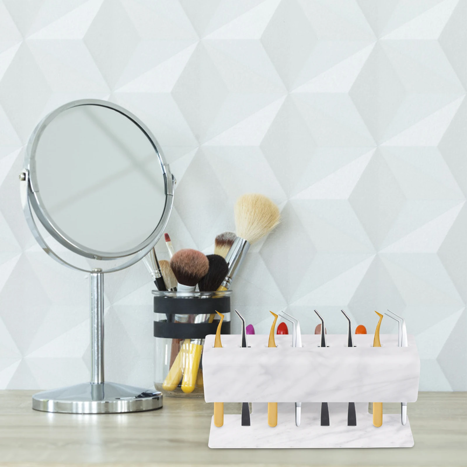 

Lash Extension Tweezers Holder Acrylic Storage Shelf 8 Slots Tweezers Organizer Eyelash Extension Supplies Stand