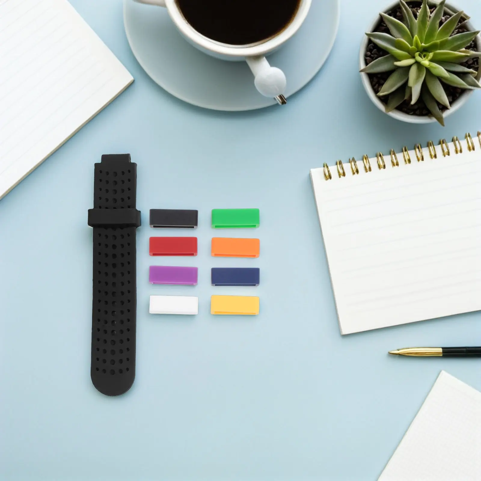 16Pcs Watch Band Silicone Keeper Rings Soft Strap Holder Loops Sweatproof Replacement Retainer Fastener Sport Watchband Parts