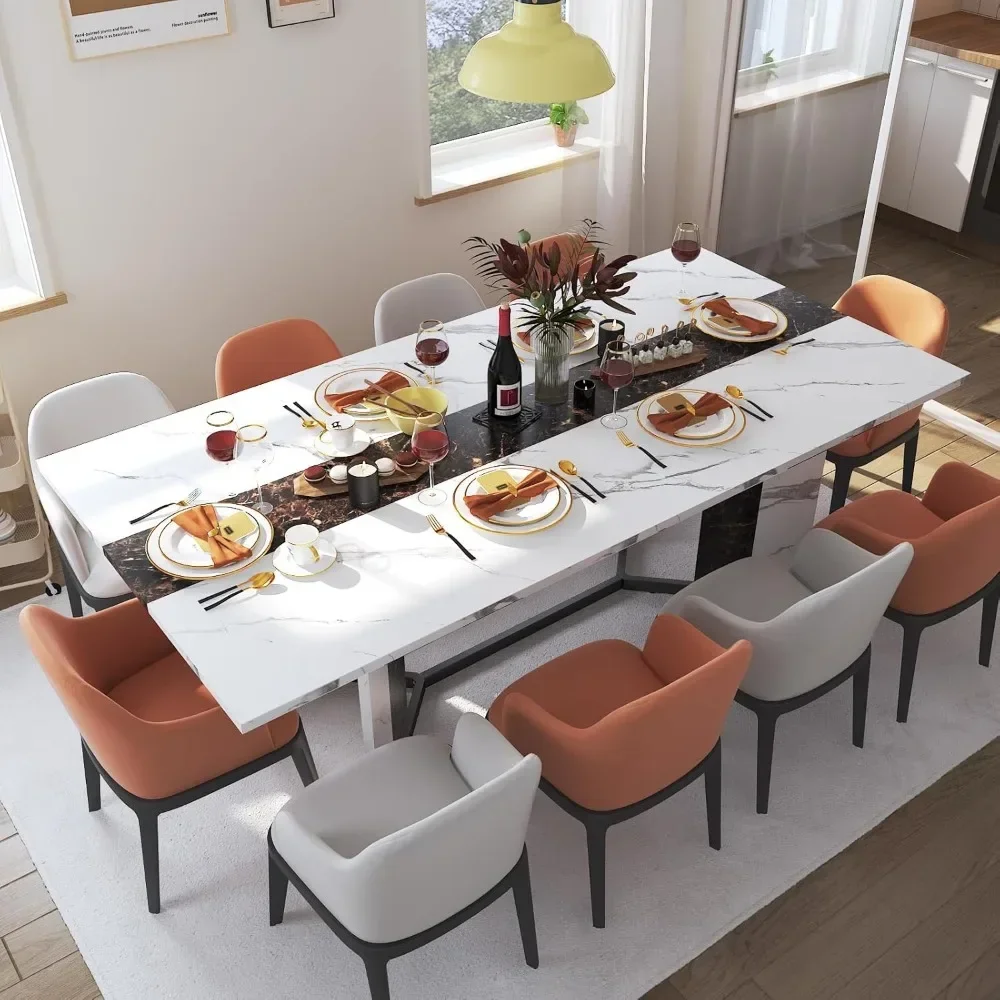 Dining Table, 71-Inch, Seats 8 with Wooden Waterproof Table Top, Adjustable Legs, Family Dining Table Set