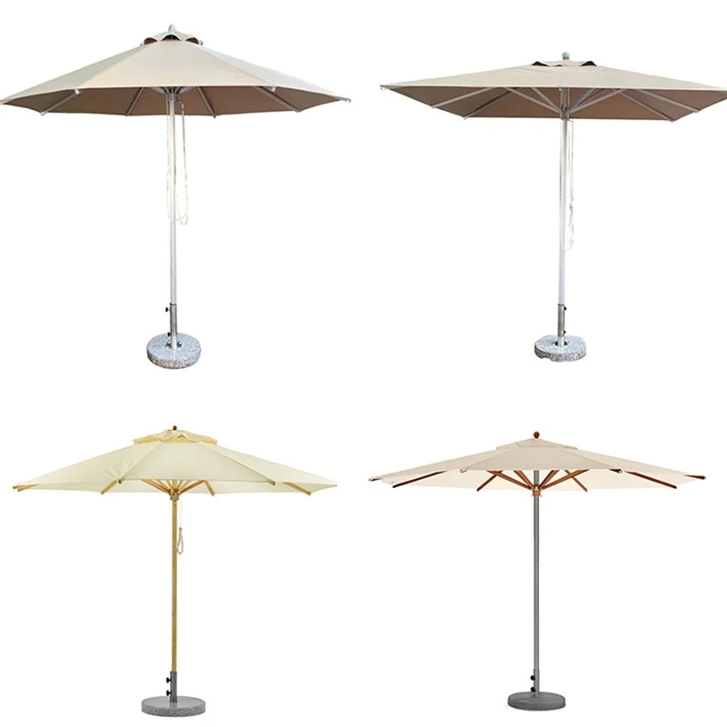 

Outdoor Seaside Parasol Villa Swimming Pool Central Pillar Umbrella Homestay Imitation Wood Grain Thickened Wind Resistant
