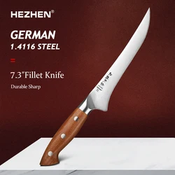 HEZHEN  7.3 Inches Fillet Knife German 1.4116 Steel Kitchen Filleting Knife Cutter Kitchen Tools Gift Box Redwood Handle