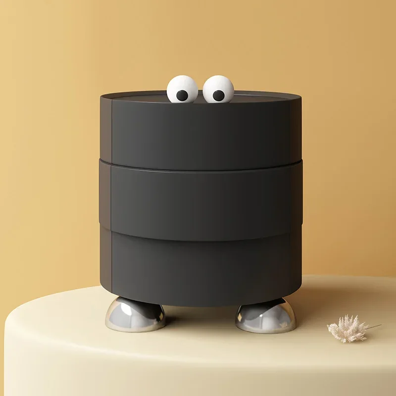 Table Ronde en Frêne de Luxe, Armoire de Rangement Créative de Grande Capacité en Bois Massif