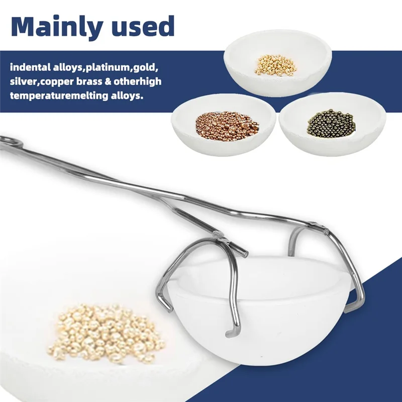 5 Pieces Small Melting  Crucible Bowl Dish Cup Set Parts Kit Include Honeycomb Soldering Board With Whip Tongs Handle