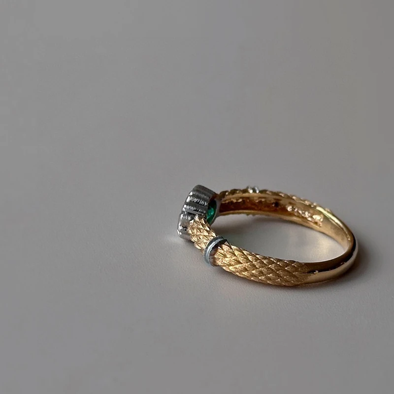 Aazuo cincin 0.46 zamrud alami wanita, emas kuning asli 18K hadiah untuk wanita Au750