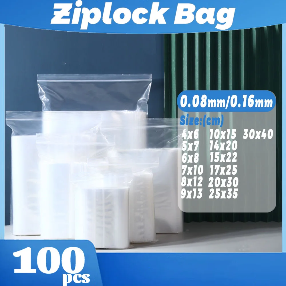 Ziplock Plastic Bags Transparent Reusable Zipper Clear Packaging Zip Lock Poly for Storage Pouch