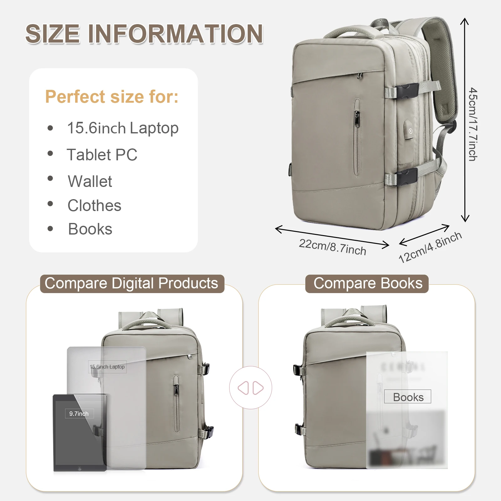Hand Luggage Travel Backpack Women Aircraft Bag, Laptop Travel Backpack Cabin Backpack Large Travel Backpack Carry on Backpack