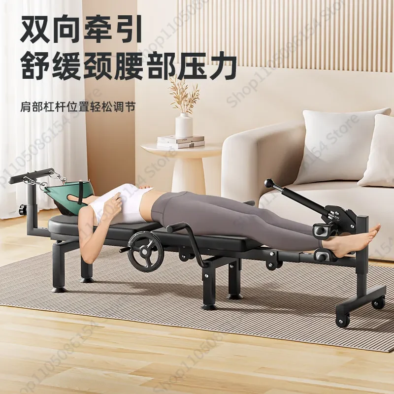 Lumbar traction spine column stretching artifact Home resistance trainer Exercise fitness inverted machine