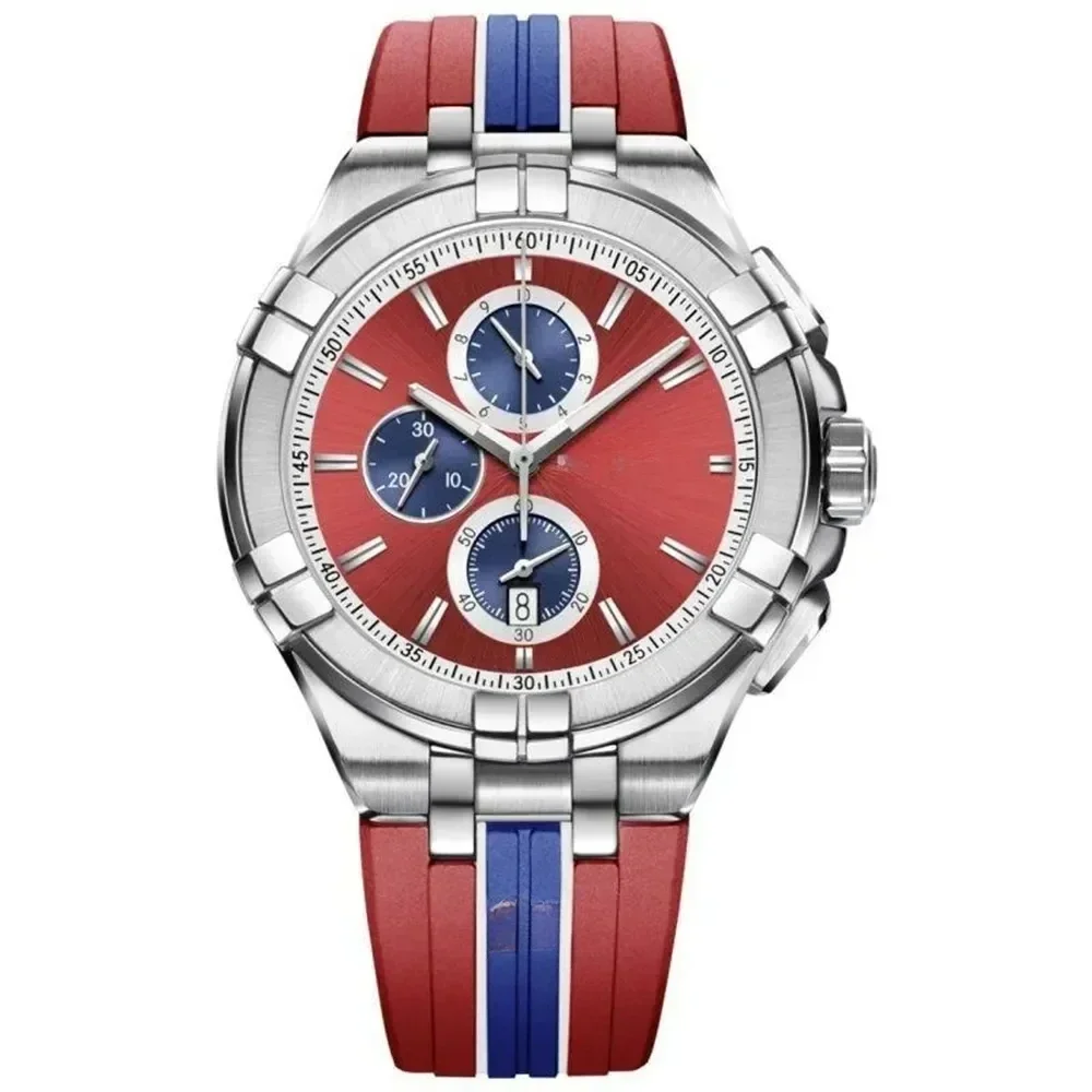 Men's Casual Multi-Function Quartz Watch Waterproof Six-Handed Stopwatch Rubber Strap Brand Origin Fashion Accessory