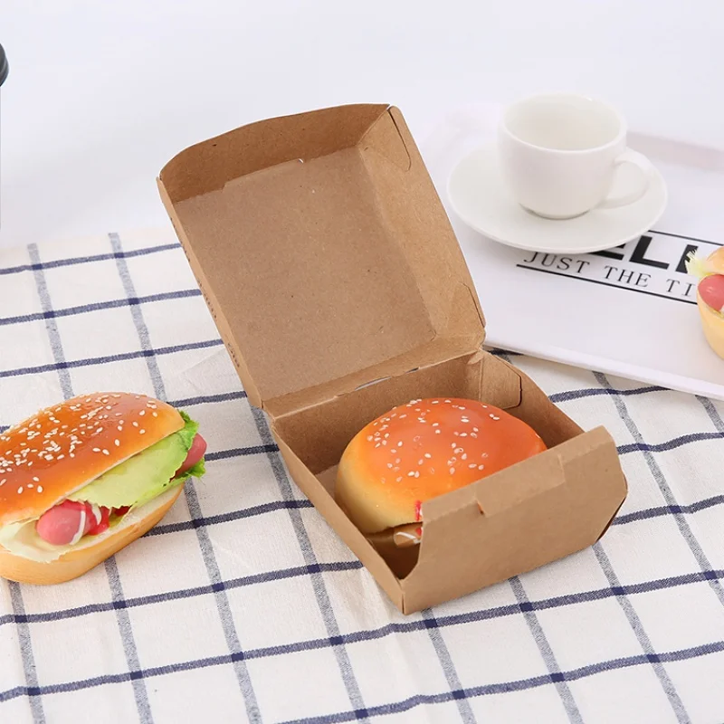 Boîte à hamburger à clapet en papier blanc, produit personnalisé Cuillère à soupe Emballage alimentaire