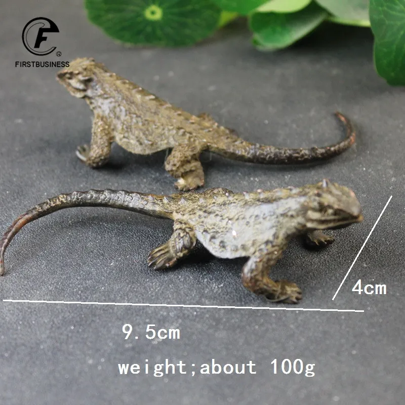 Pure Copper Lizard Statue Solid Animal Sculpture Desktop Ornament Antique Bronze Home Decorations Accessories Crafts Collection