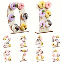 New 0-9 Wooden Number Signs Dessert Candy Bar Doughnut Holder Donut Wall Stand Wedding Birthday Party Supplies Baby Shower Decor