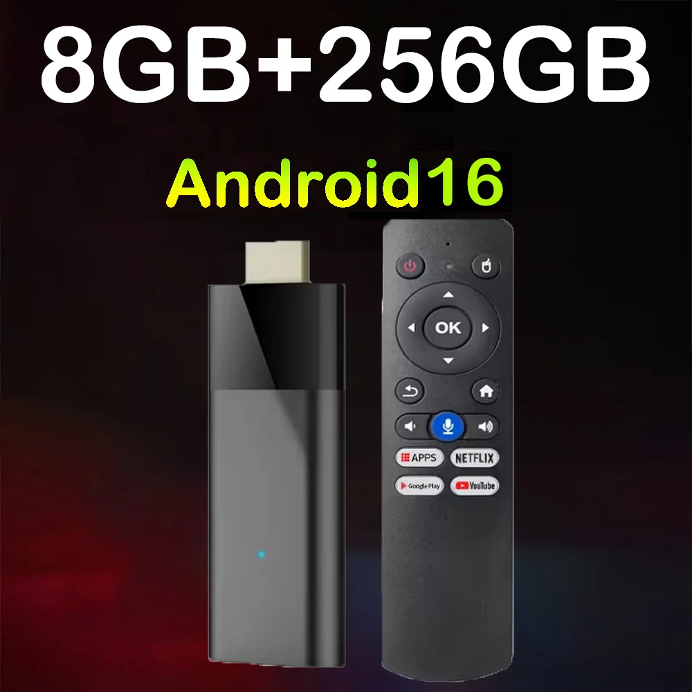 

Android16 Q12 TV Stick 8K Ultra Smart TV Box H313 Google Assistant Dual Wifi 5G Voice BT6.0 8GB 256GB Android 16 Media Player