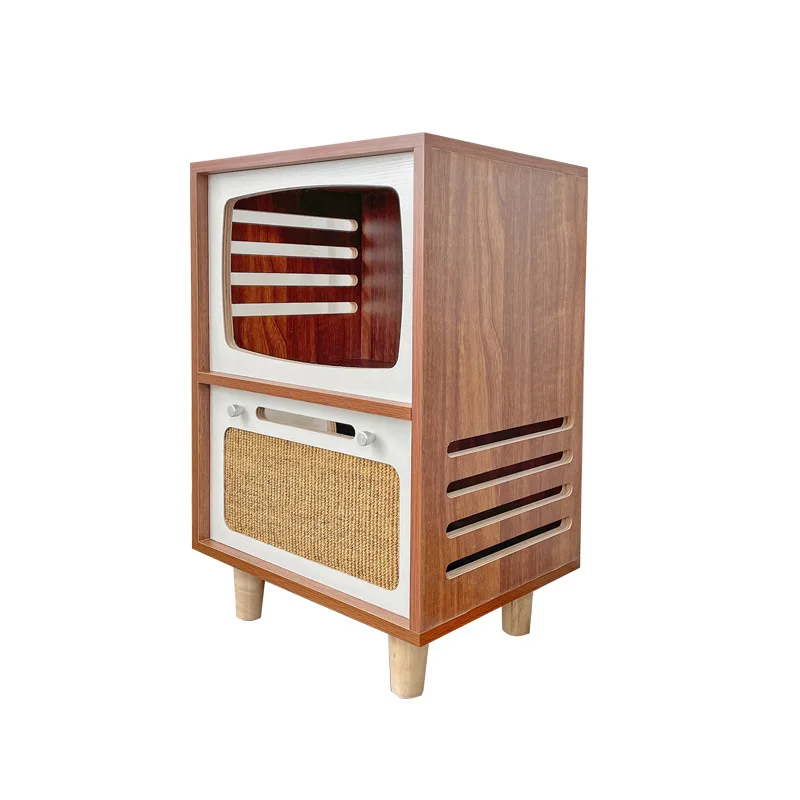 

Double-layer retro TV cat cabinet, four-season universal bedroom creative bedside table cat nest
