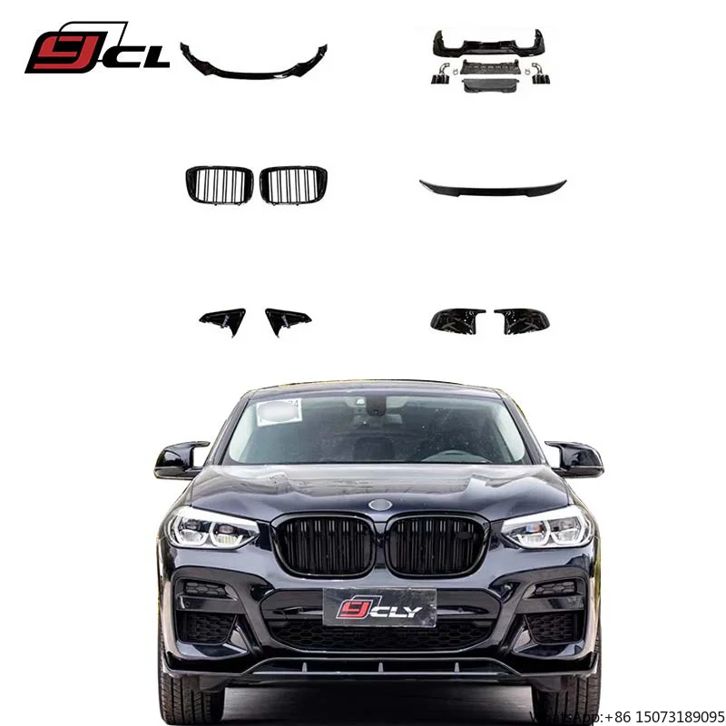 CLY G02 Black Body Kits for  X4 G02 Upgrade Black Knight Front Lip Diffuser Side Skirt Grille Exhaust Pipe wings 2018-2021