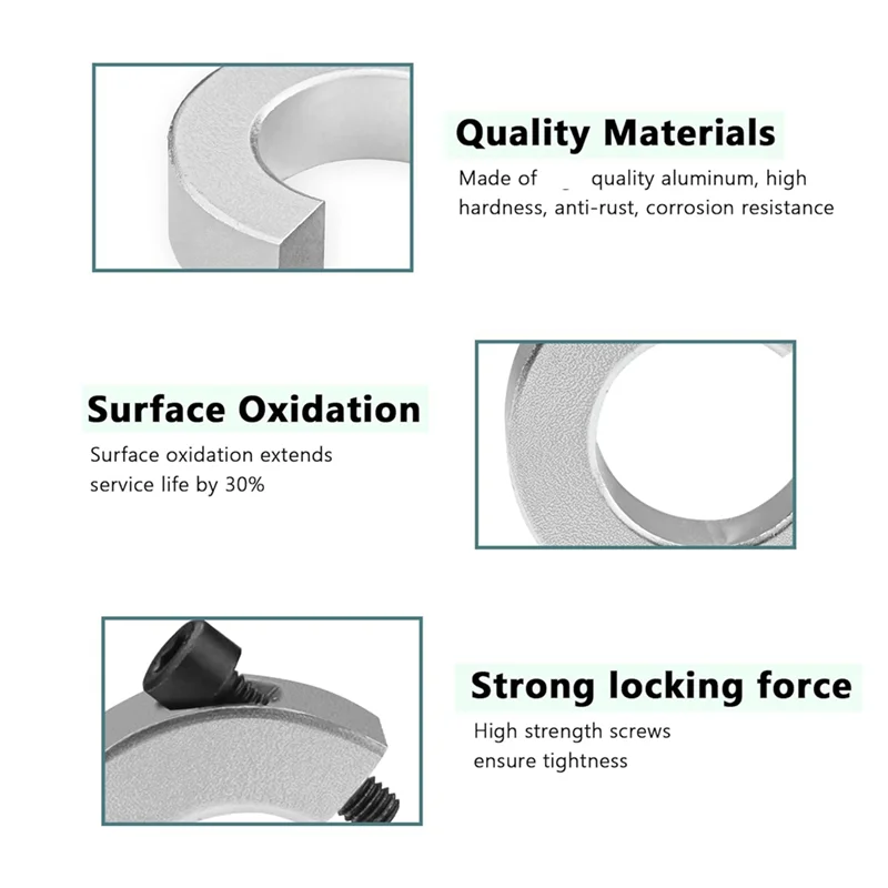 

ABMF-8Pcs SBR20 Linear Rail Stop Collars Aluminum Alloy Shaft Limit Fixing Rings With Wrench, Linear Rail Shaft Stop Collars