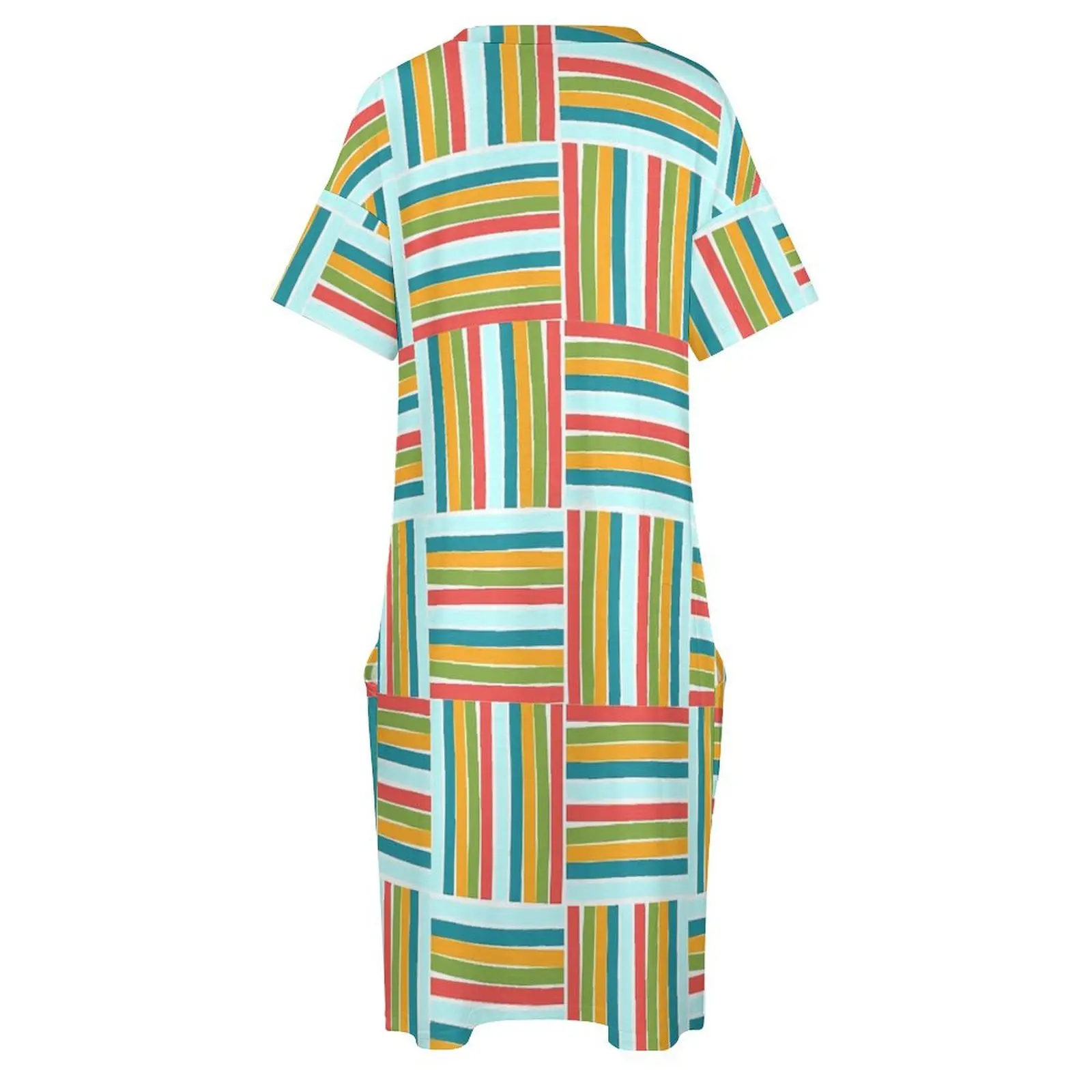 Vestido informal de verano con rayas de colores para mujer, traje moderno con cuello en V, ropa de calle, talla grande 5XL