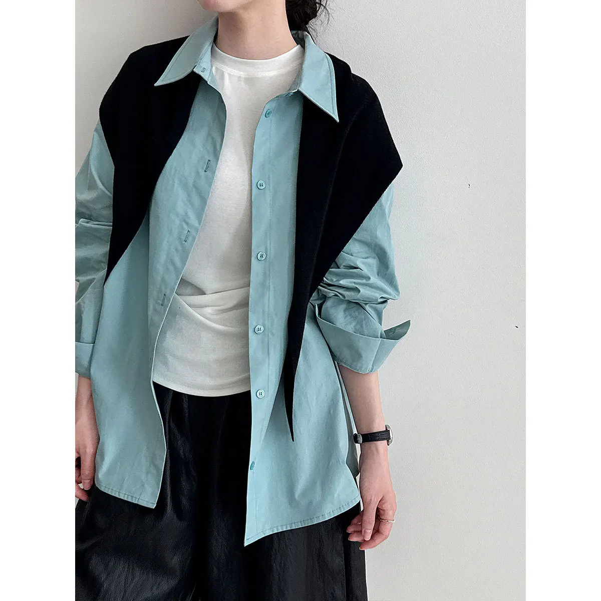 

Classic Korean Style Multi-color Turtle Neck Shirt for Women, 25 Autumn New Basic and Versatile Long-sleeved Shirt