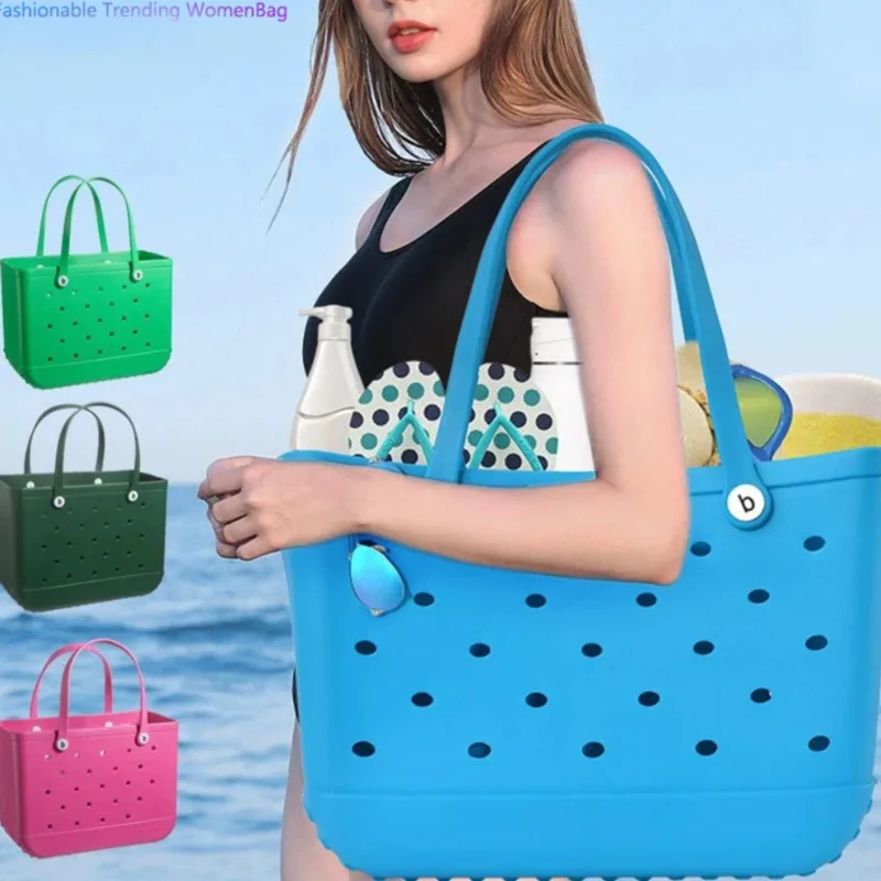 Cave Bag Waterproof Handbag Summer Beach Basket Picnic Tote Bag For Women Holes Pouch Shopping Shoulder Boggs Bags