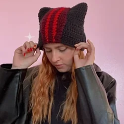 Men and women can wear hand-knitted cartoon cat ears wool hat party role play photo all matching hat