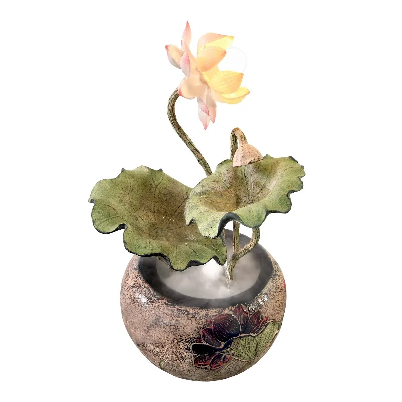 

New Chinese-style living room desktop lotus lamp flowing water fountain decorative ornament