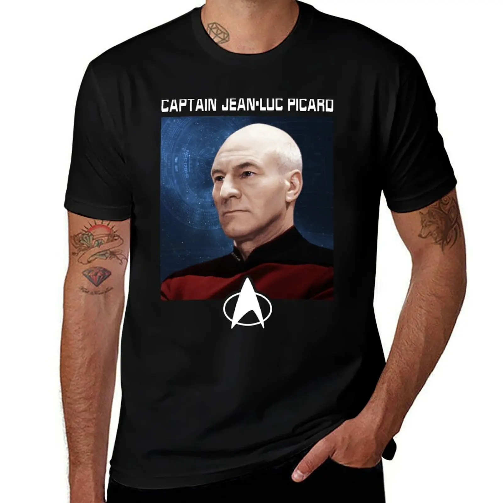 

Star Trek Next Generation Captain Jean-Luc Picard Portrait Poster T-Shirt Clothing Louboutins heavy weight t shirts for men