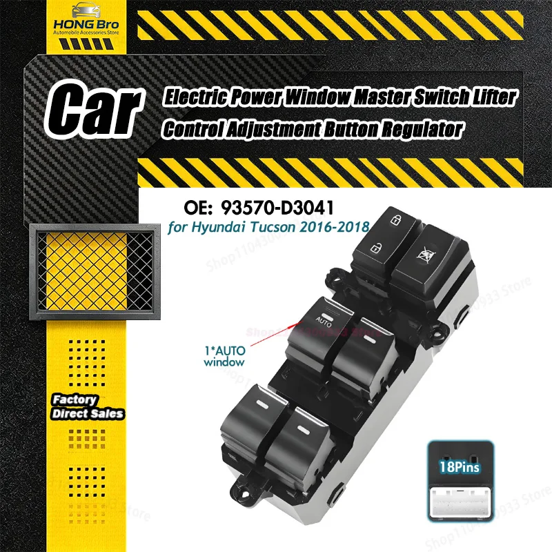 For Hyundai Tucson 2016-2018,LHD Front Left Electric Master Power Window Switch Lifter Control Button 93570-D3041 93570D3041