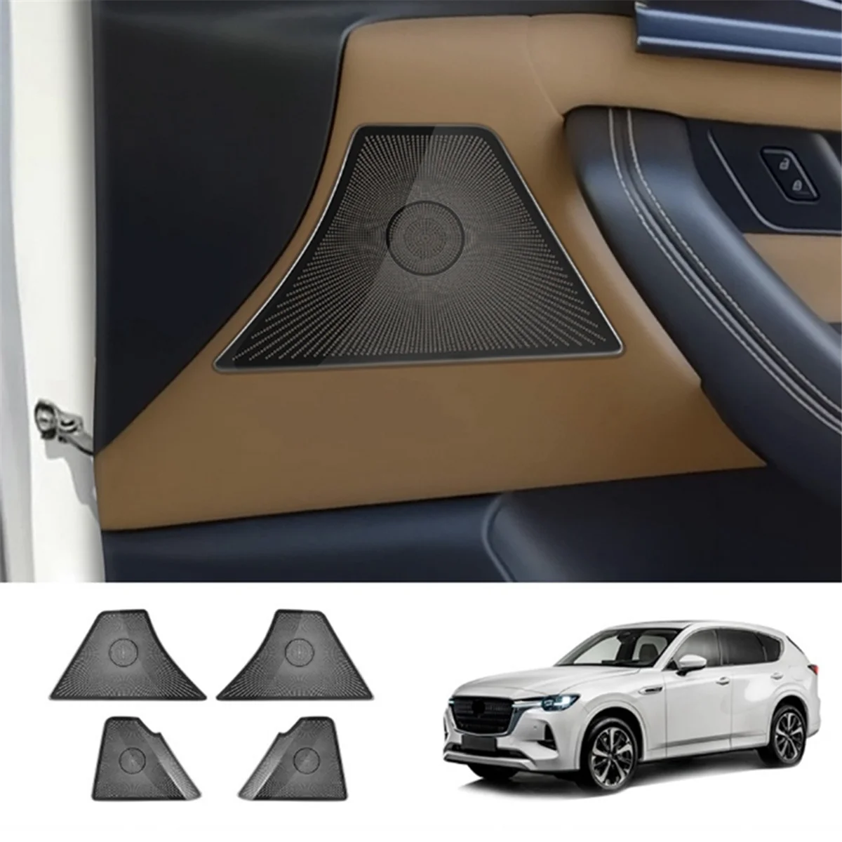 Voiture Porte Klaxon Couvre En Acier Inoxydable Porte Klaxon Cadre NikAccessoires pour Mazda CX-60 2022 2023 RHD Noir