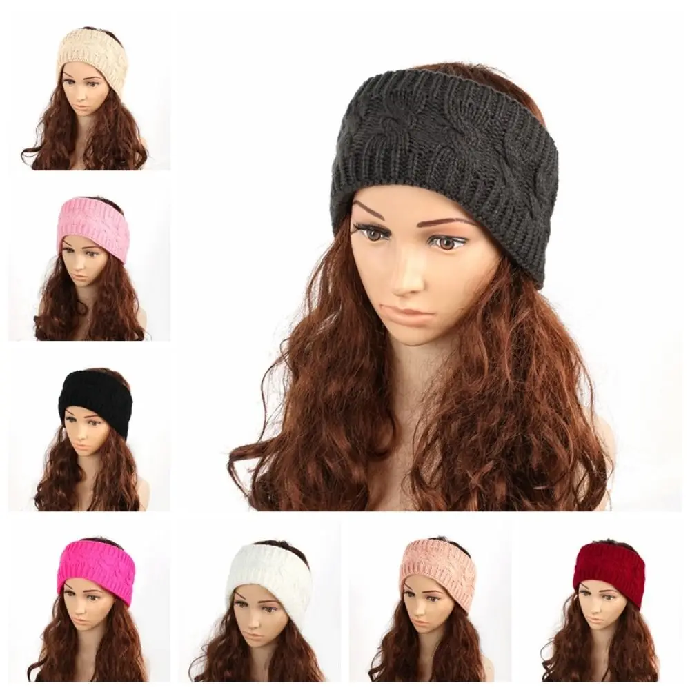 Practical Fleece Lined Women's Cable Knit Headbands Soft Colorful Ear Warmer Elastic Thick Weave Headwraps Cold Weather