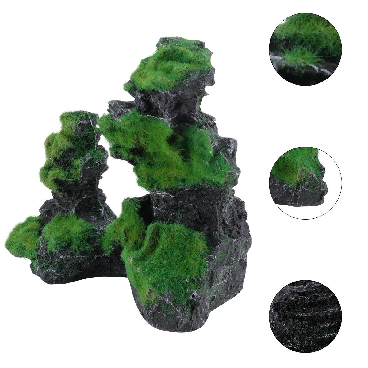 

1Pcs Resin Fake Mountain Rockery Decoration Strong Easy Clean for Fresh Salt Water Fish Tank Home Office Moss Stone