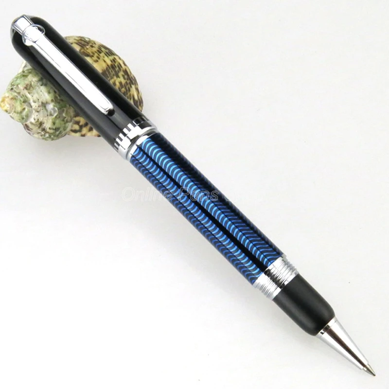 Duke Blue & Silver Carbon Fiber Metal Roller Ball Pen Professional Writing Pen DRP014