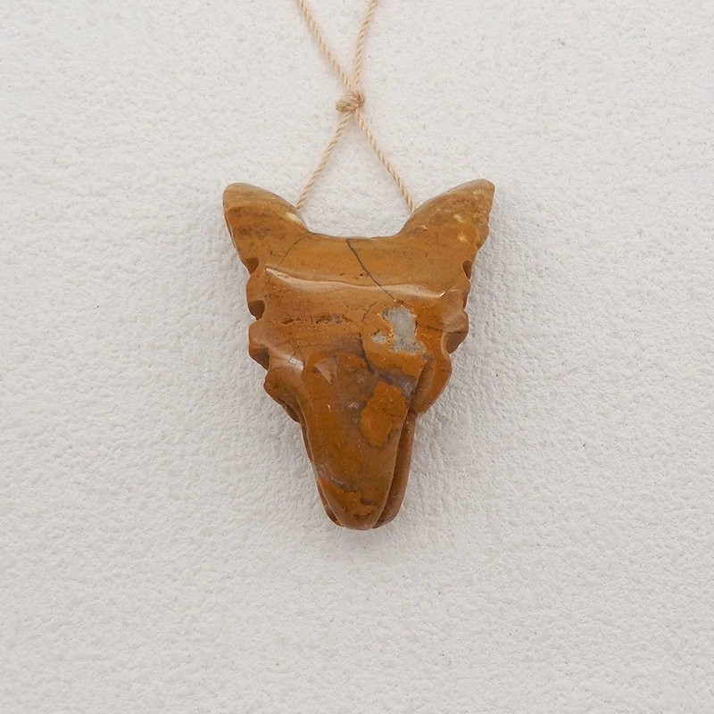 Natuurlijke Oceaan Jaspis Wolf Hoofd Gesneden Hanger Voor Ketting, Dier Hanger, Losse Edelstenen Voor Sieraden Maken