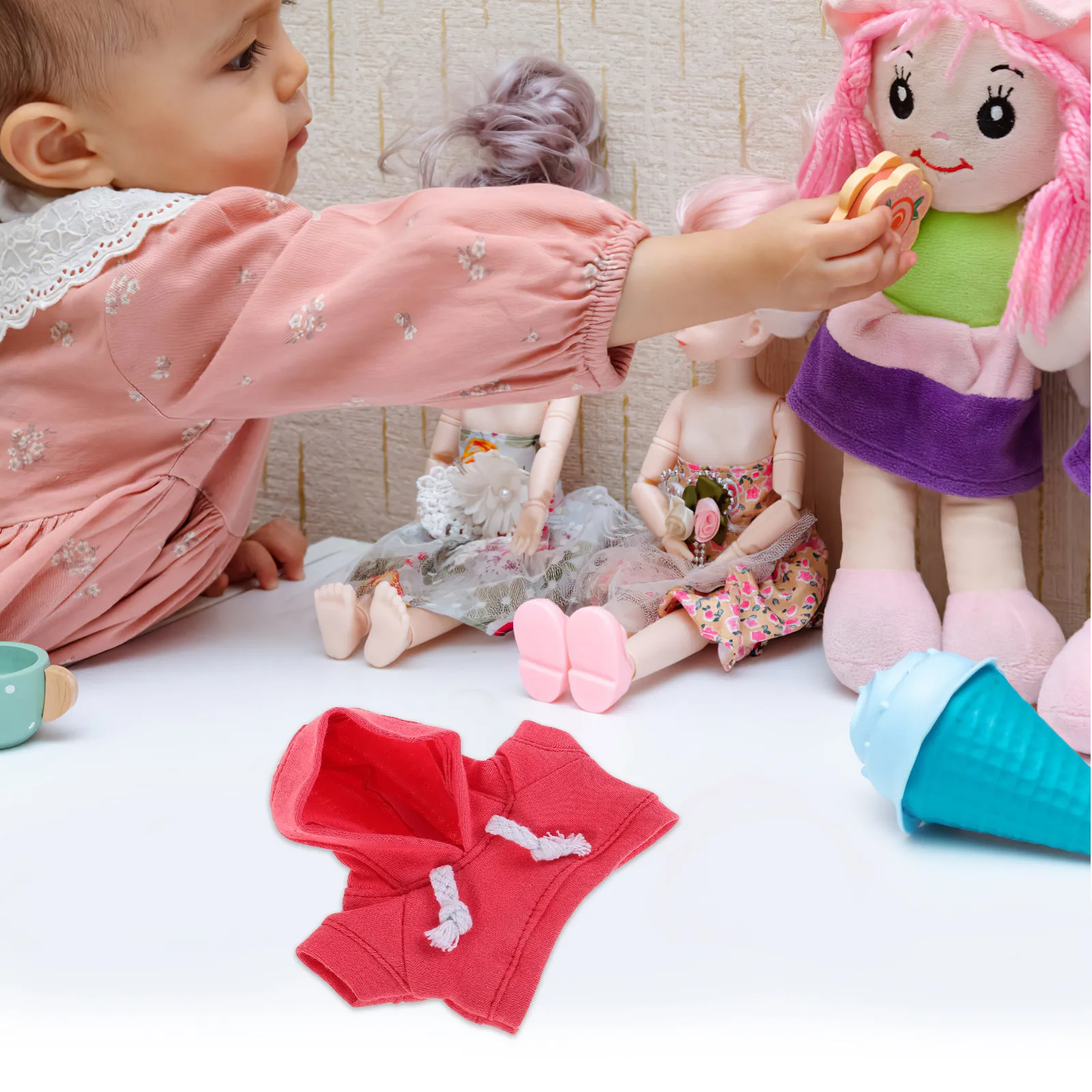 

2 шт. очаровательных плюшевых костюмчиков с капюшоном из мягкой ткани, уютные наряды, детские аксессуары, безопасные для детей, разнообразные стили