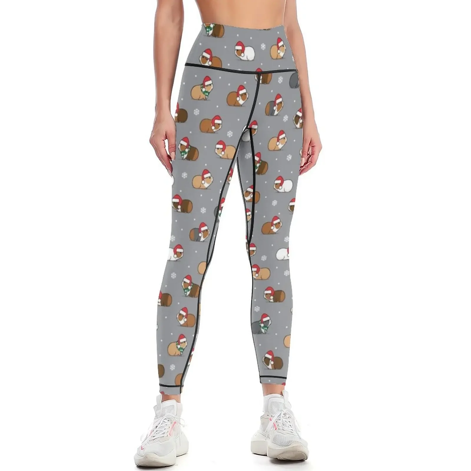 

Christmas Guinea pigs - grey Leggings Leginsy push up gym pants sporty woman gym Women's push up Womens Leggings