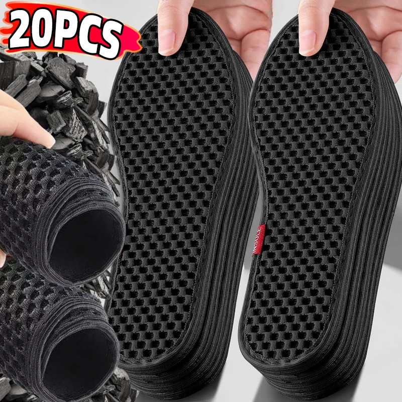 Bamboo Charcoal Deodorant Insoles Mesh Breathable Absorb-Sweat Shoe Pads Men Running Sports Shoes Insert Deodorant Insole