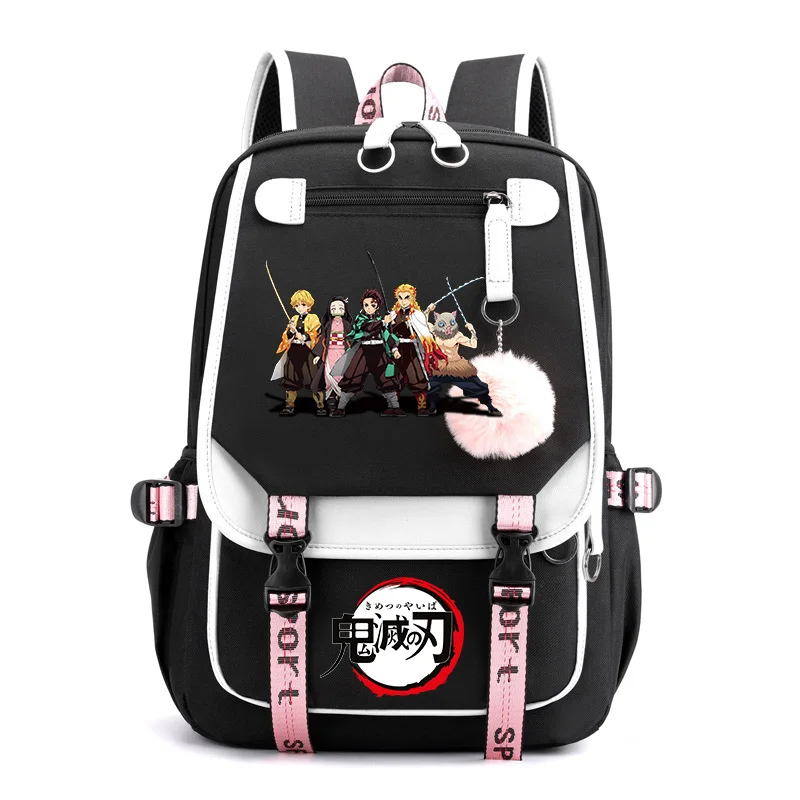 Demon Slayer tas punggung Anime hadiah tas sekolah kanvas Kimetsu no Yaiba ransel bepergian besar tas Laptop