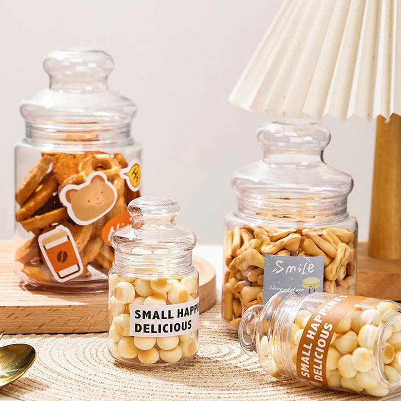 1 قطعة من البلاستيك الشفاف برطمانات الحلوى البلاستيكية كوكي الجرار حاوية تخزين المواد الغذائية قابلة لإعادة الاستخدام حاوية كوكي كونترتوب المنظم #2