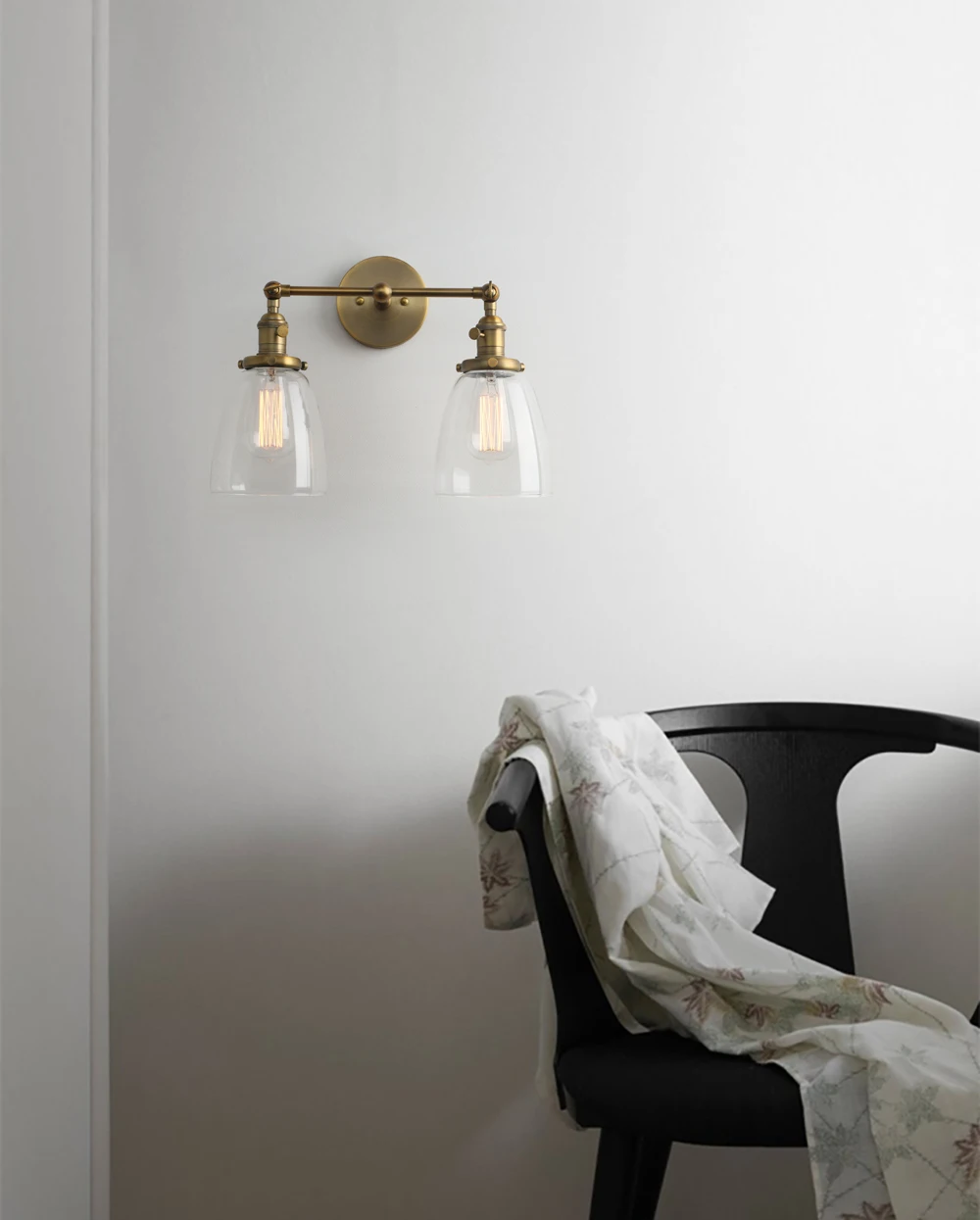 Imagem -06 - Wall Sconces com Cone Oval Sombra de Vidro Transparente Vintage Industrial Antigo Phansthy2-lights