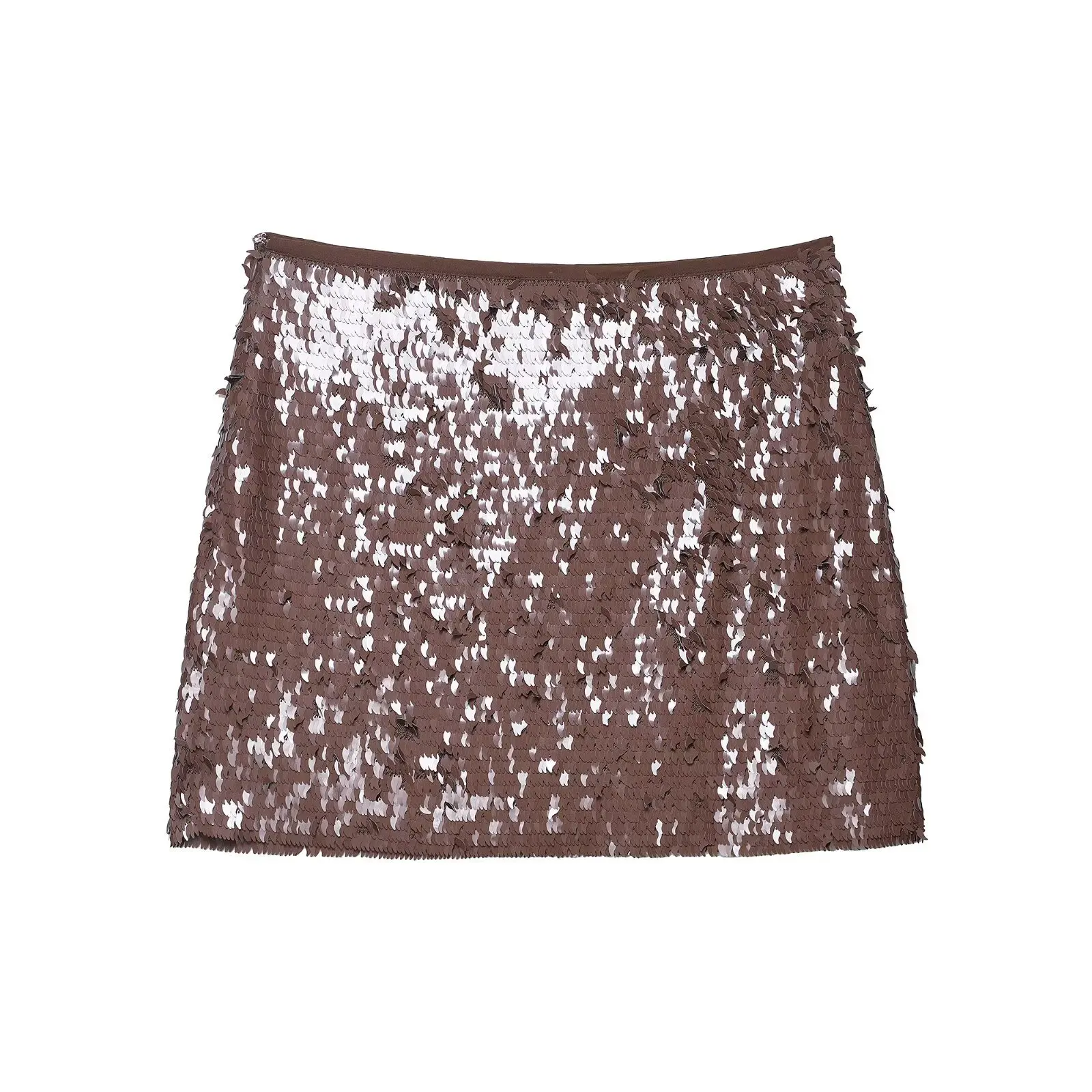 

Chic Y2K Sequined Brown Mini Skirt Women Sexy Club Shiny Skirts 2025 Fashion Modern Birthday Night Party Music Streetwear Skirt