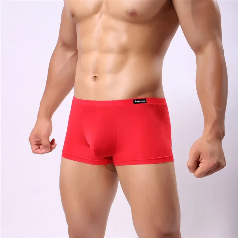 

Men Boxers Ice Silky Underwear Male Sexy Ultra-Thin Underpants Men's Cuecas Tight Boxer Shorts Men's Underwear Nightwear