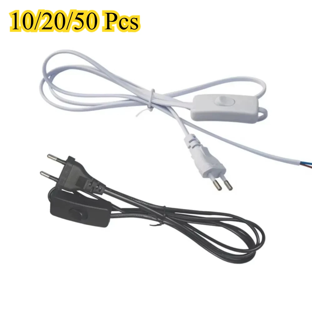 10/20/50PCS EU Plug LED Tube Power Extension Cord with On/Off Desk Lamp Power Cord LED Light Fixture Cable Drop Shipping