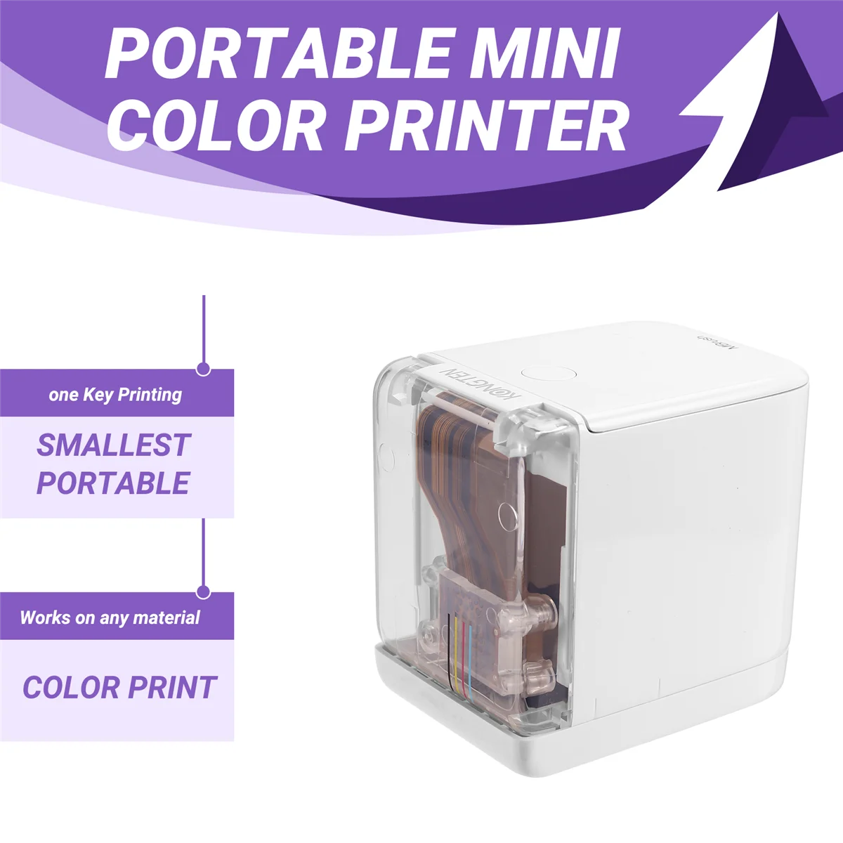 새로운 KONGTEN 미니 열 휴대용 휴대용 프린터 잉크젯 식품 프린터 가정용 컬러 잉크젯 로고 프린터