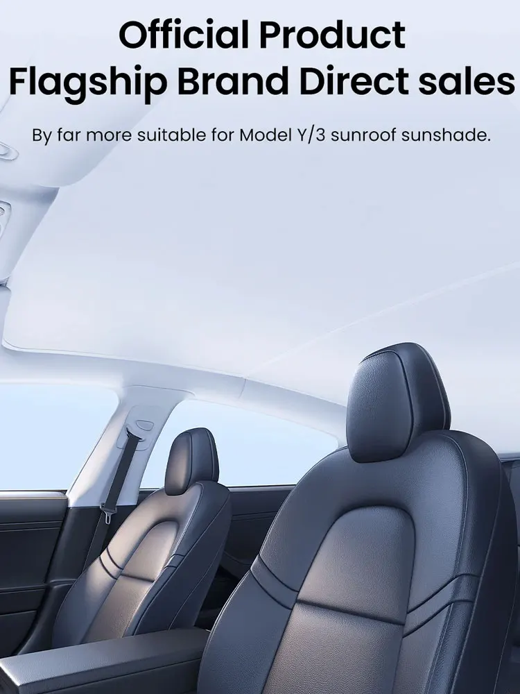 Sonnenschutz für Tesla Model 3 Schiebedach Highland 2026 Model Y 2020-26 – Sonnenschutz aus Eistuch mit Schnallen für Glas, vorne und hinten, Dachfenster-Zubehör – Detail 12